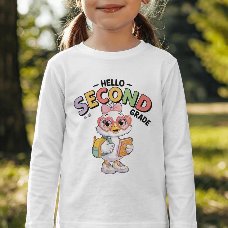 Hello Second Grade Cute Goose Back To School 2nd Grade Girls Graphic Toddler Long Sleeve Tee Hello Second Grade Cute Goose Back To School 2nd Grade Girls Graphic Toddler Long Sleeve Tee