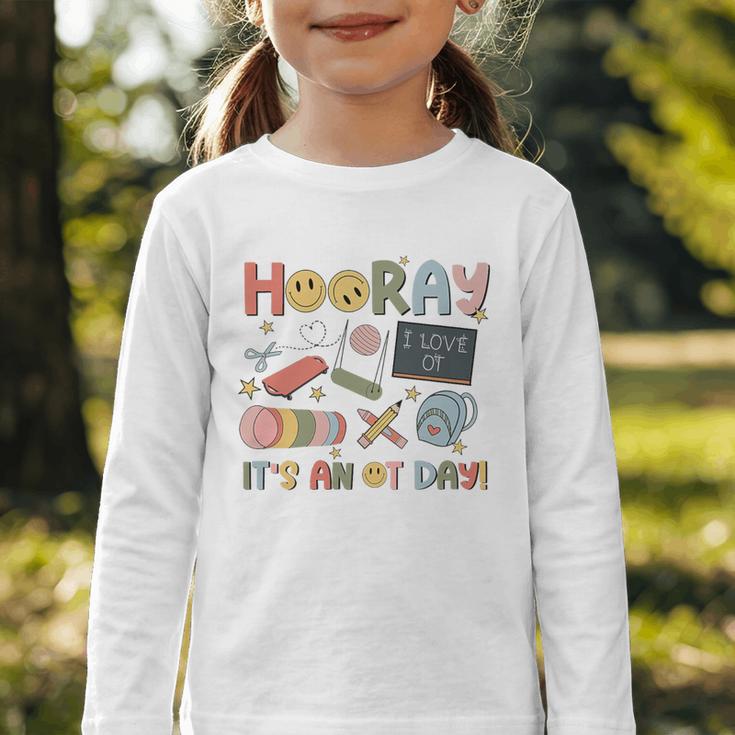Hooray It’s An OT Day Occupational Therapy Back To School Premium Tri-Blend Graphic Toddler Long Sleeve Tee