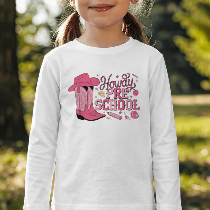 Howdy Preschool Back To School Western Cowboy Cowgirls Pre-K Graphic Toddler Long Sleeve Tee Howdy Preschool Back To School Western Cowboy Cowgirls Pre-K Graphic Toddler Long Sleeve Tee