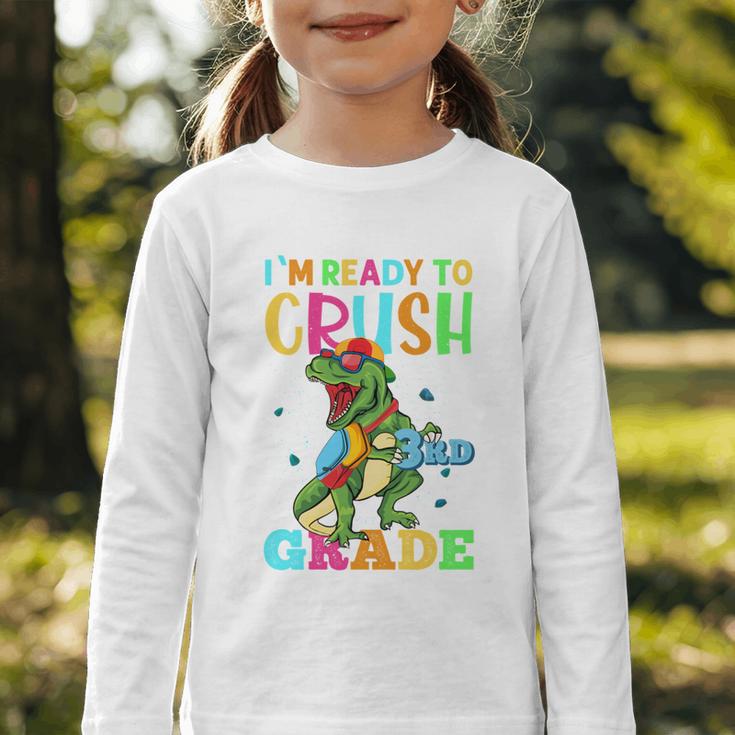 I'm Ready To Crush 3rd Grade Dinosaur Back To School Graphic Toddler Long Sleeve Tee I'm Ready To Crush 3rd Grade Dinosaur Back To School Graphic Toddler Long Sleeve Tee