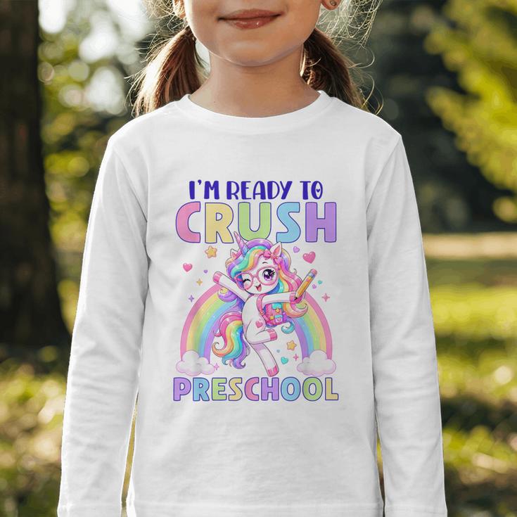 I'm Ready To Crush Preschool Unicorn Girls Back To School Graphic Toddler Long Sleeve Tee I'm Ready To Crush Preschool Unicorn Girls Back To School Graphic Toddler Long Sleeve Tee