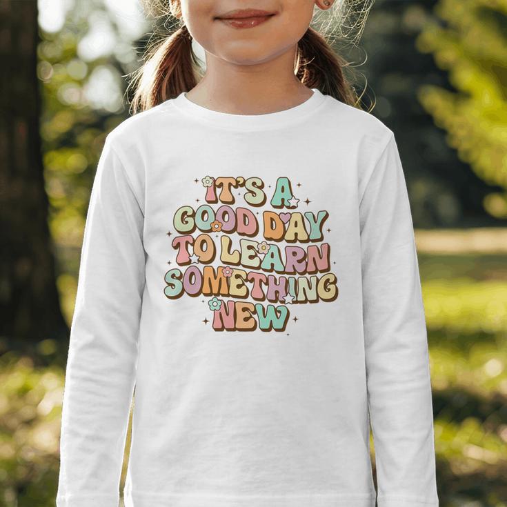 It's A Good Day To Learn Something New Retro Back To School Premium Tri-Blend Graphic Toddler Long Sleeve Tee