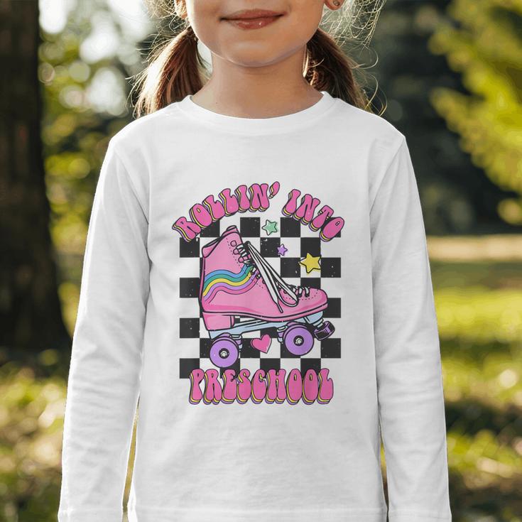 Kids Back To School Skating Rollin Into Preschool Graphic Toddler Long Sleeve Tee Kids Back To School Skating Rollin Into Preschool Graphic Toddler Long Sleeve Tee