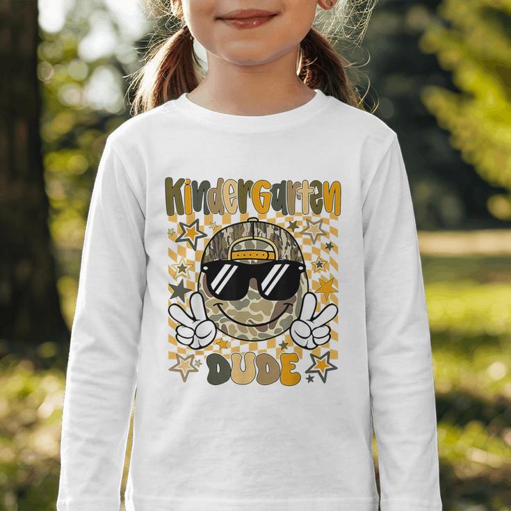 Kindergarten Camo Camouflage Smile Face Back To School Kids Graphic Toddler Long Sleeve Tee Kindergarten Camo Camouflage Smile Face Back To School Kids Graphic Toddler Long Sleeve Tee