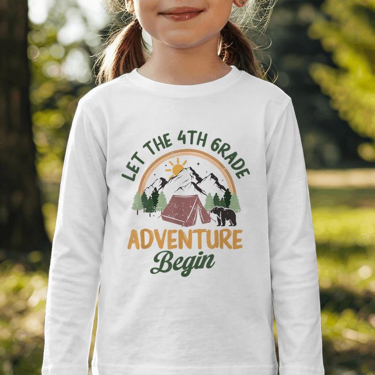 Let The 4th Grade Adventure Begin Camping Back To School Graphic Toddler Long Sleeve Tee Let The 4th Grade Adventure Begin Camping Back To School Graphic Toddler Long Sleeve Tee