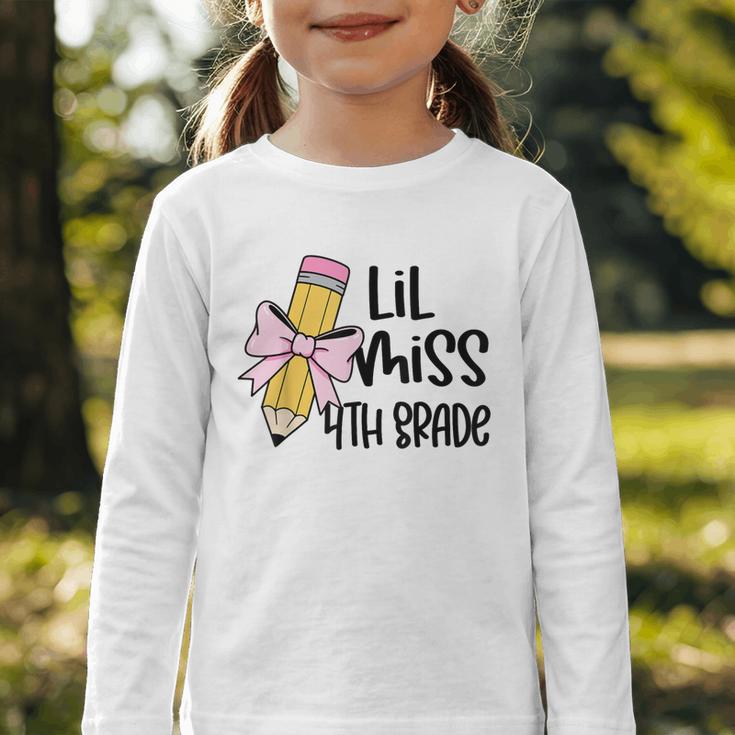 Lil Miss 4th Grade Coquette Bow Pencil Back To School Girls Graphic Toddler Long Sleeve Tee Lil Miss 4th Grade Coquette Bow Pencil Back To School Girls Graphic Toddler Long Sleeve Tee