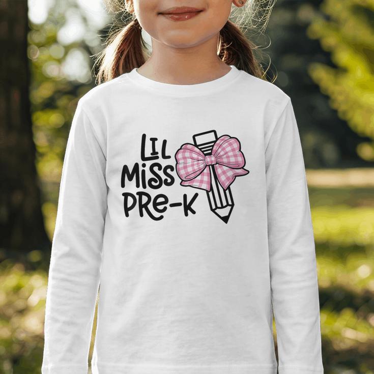 LiL Miss Pre-K Cute Back To School Pink Y2k Coquette Bow Graphic Toddler Long Sleeve Tee LiL Miss Pre-K Cute Back To School Pink Y2k Coquette Bow Graphic Toddler Long Sleeve Tee