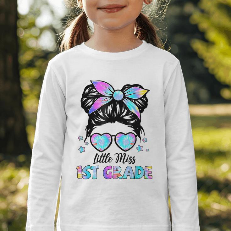 Little Miss 1st Grade Messy Bun Back To School Girls Kids Graphic Toddler Long Sleeve Tee Little Miss 1st Grade Messy Bun Back To School Girls Kids Graphic Toddler Long Sleeve Tee