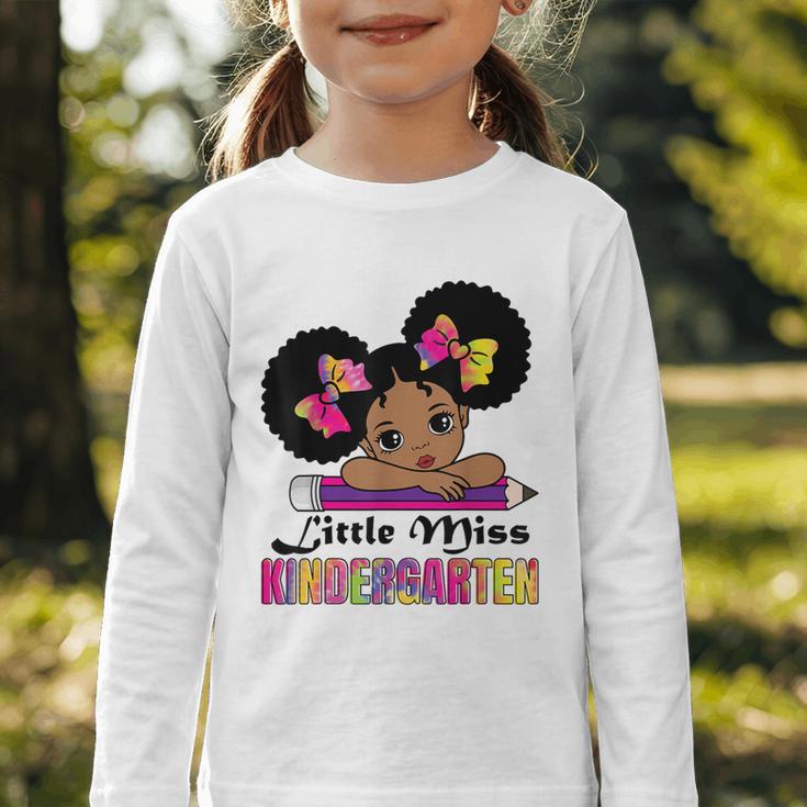 Little Miss Kindergarten Afro Puff Girl Back To School Graphic Toddler Long Sleeve Tee