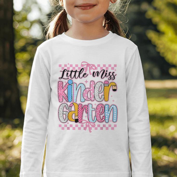 Little Miss Kindergarten Back To School Girls Coquette Bow Graphic Toddler Long Sleeve Tee Little Miss Kindergarten Back To School Girls Coquette Bow Graphic Toddler Long Sleeve Tee