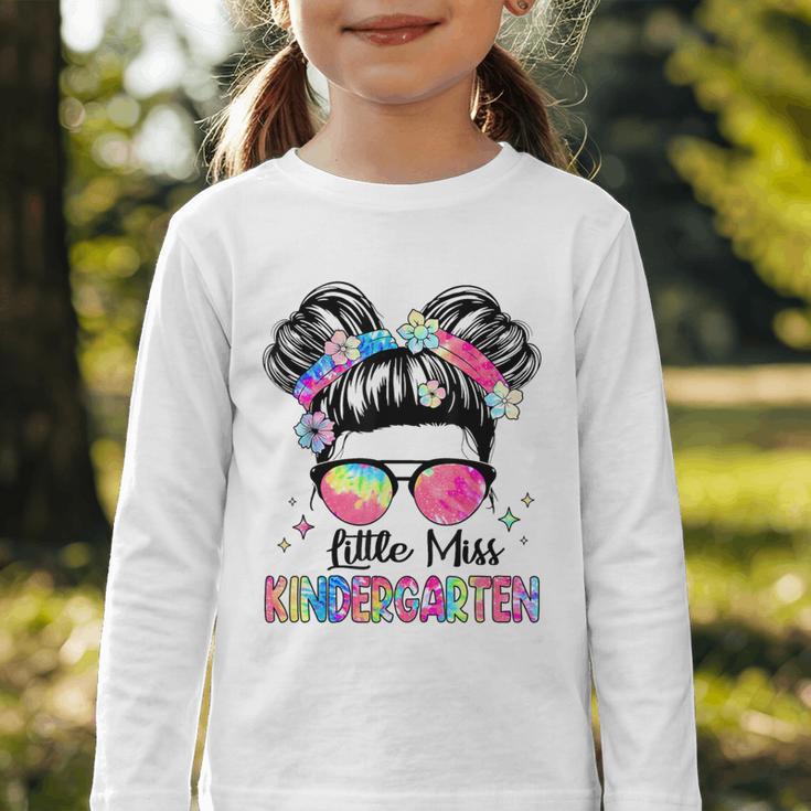 Little Miss Kindergarten Girls Kids Back To School Kinder Graphic Toddler Long Sleeve Tee