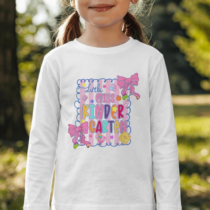 Little Miss Kindergarten Kids Girls Coquette Back To School Graphic Toddler Long Sleeve Tee Little Miss Kindergarten Kids Girls Coquette Back To School Graphic Toddler Long Sleeve Tee