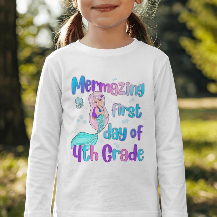 Mermazing First Day Of Fourth Grade Back To School Mermaid Premium Tri-Blend Graphic Toddler Long Sleeve Tee