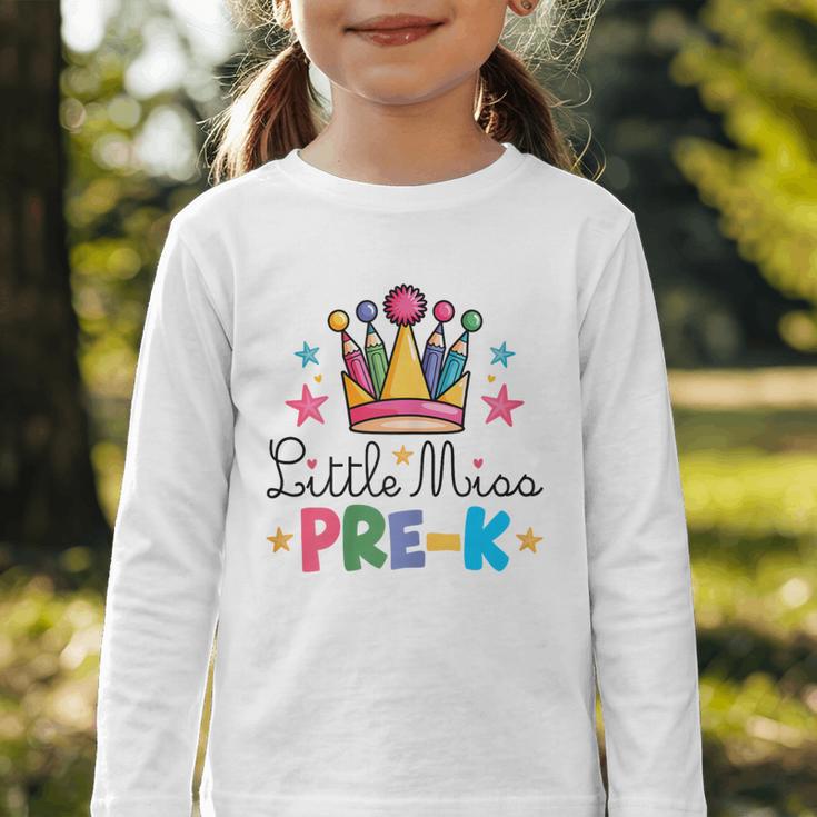 Miss Pre-K Pencils Crown Cute Back To School First Day Girls Graphic Toddler Long Sleeve Tee