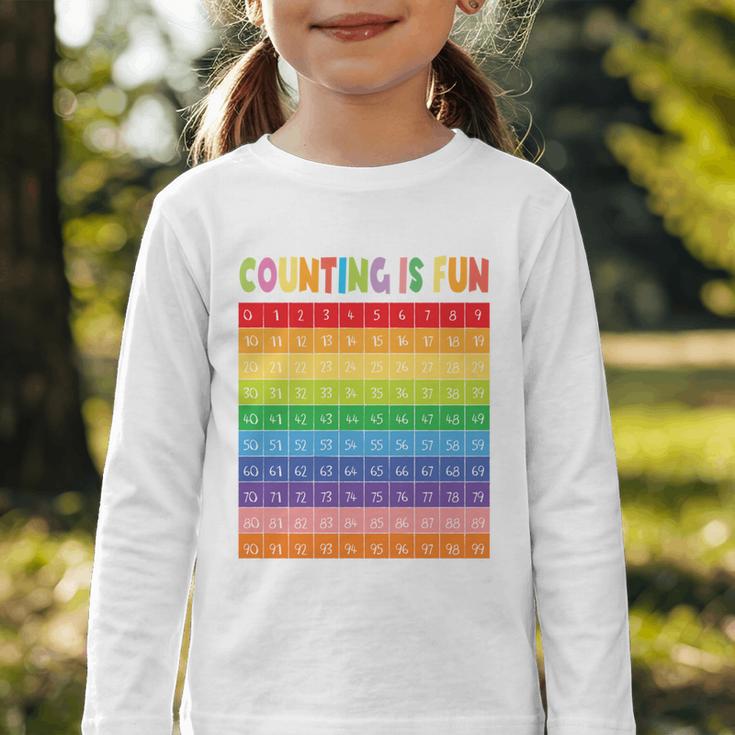 Numbers Learning Cute Numbers 0-100 Back To School Counting Graphic Toddler Long Sleeve Tee