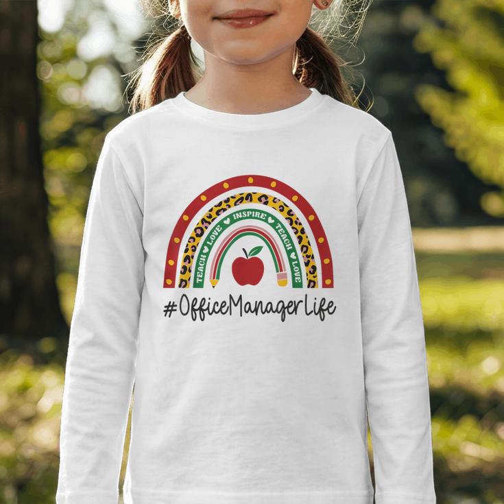 Office Manager Rainbow Appreciation Day Hello Back To School Graphic Toddler Long Sleeve Tee