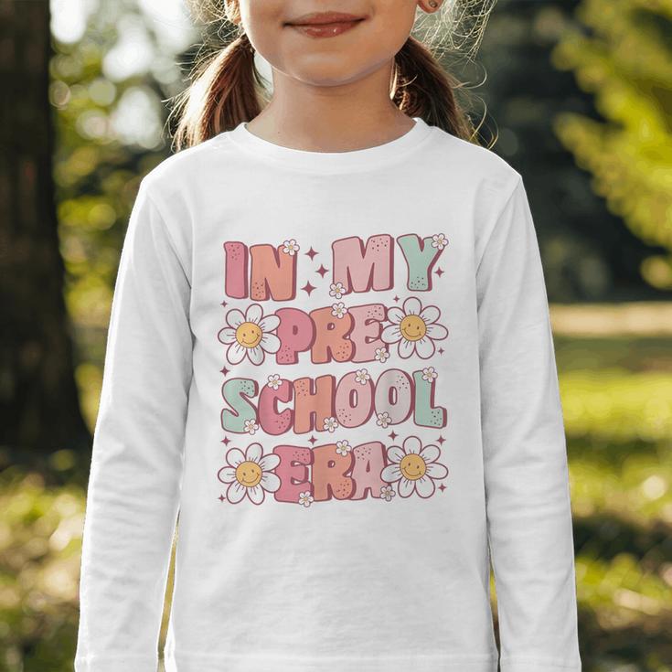 In My Preschool Era Retro Cute Groovy Pre K Back To School Graphic Toddler Long Sleeve Tee