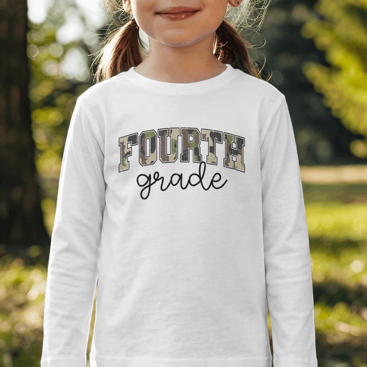 Retro Fourth Grade Camo Back To School Girls Boys 4th Grade Graphic Toddler Long Sleeve Tee Retro Fourth Grade Camo Back To School Girls Boys 4th Grade Graphic Toddler Long Sleeve Tee