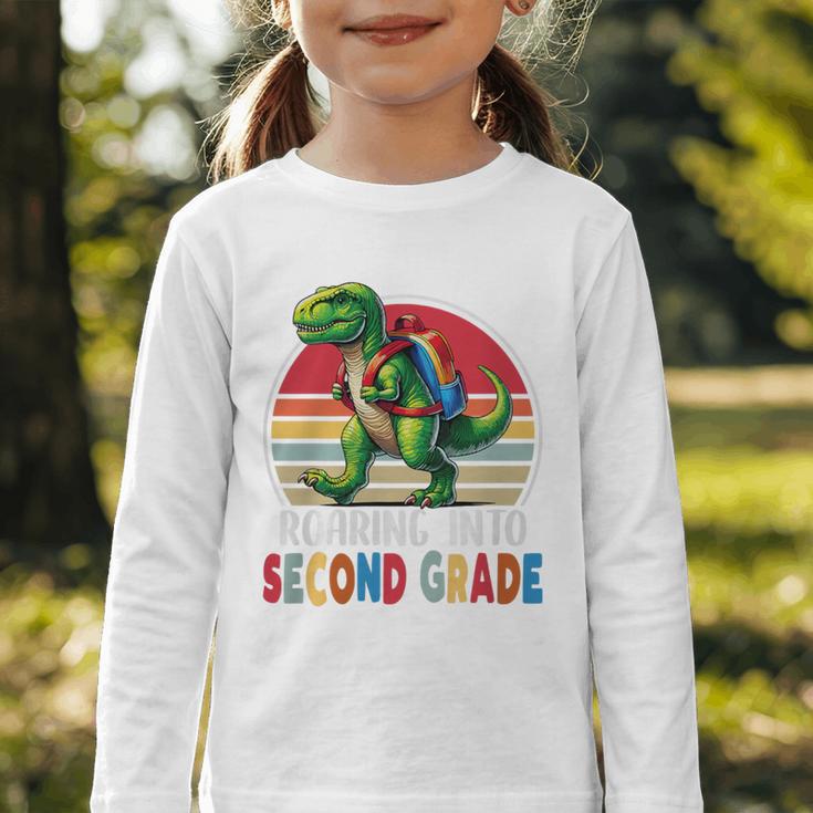 Roaring Into Second Grade T-Rex Back To School 2nd Grade Premium Tri-Blend Graphic Toddler Long Sleeve Tee Roaring Into Second Grade T-Rex Back To School 2nd Grade Premium Tri-Blend Graphic Toddler Long Sleeve Tee