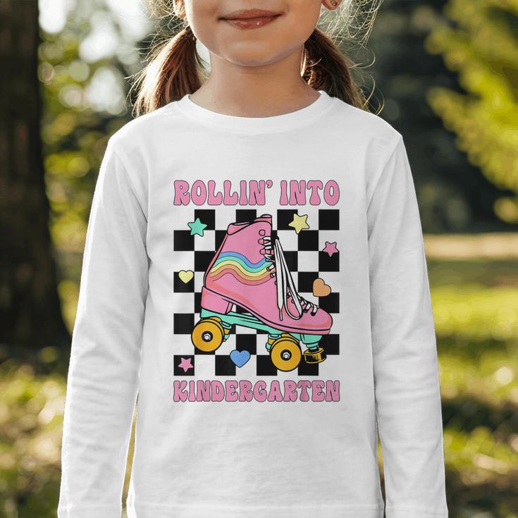 Rolling Into Kindergarten Roller Skating Girl Back To School Graphic Toddler Long Sleeve Tee