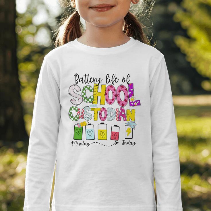 School Custodian Battery Life Back To School Janitor Graphic Toddler Long Sleeve Tee School Custodian Battery Life Back To School Janitor Graphic Toddler Long Sleeve Tee