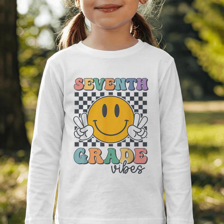 Seventh Grade Vibes Cute Smile Back To School 7th Grade Team Graphic Toddler Long Sleeve Tee Seventh Grade Vibes Cute Smile Back To School 7th Grade Team Graphic Toddler Long Sleeve Tee