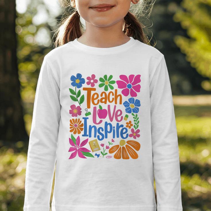 Teach Love Inspire Back To School Graphic Toddler Long Sleeve Tee Teach Love Inspire Back To School Graphic Toddler Long Sleeve Tee