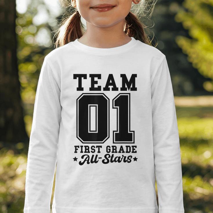 Team 1st Grade All-Stars Back To School Sports Jersey Graphic Toddler Long Sleeve Tee Team 1st Grade All-Stars Back To School Sports Jersey Graphic Toddler Long Sleeve Tee