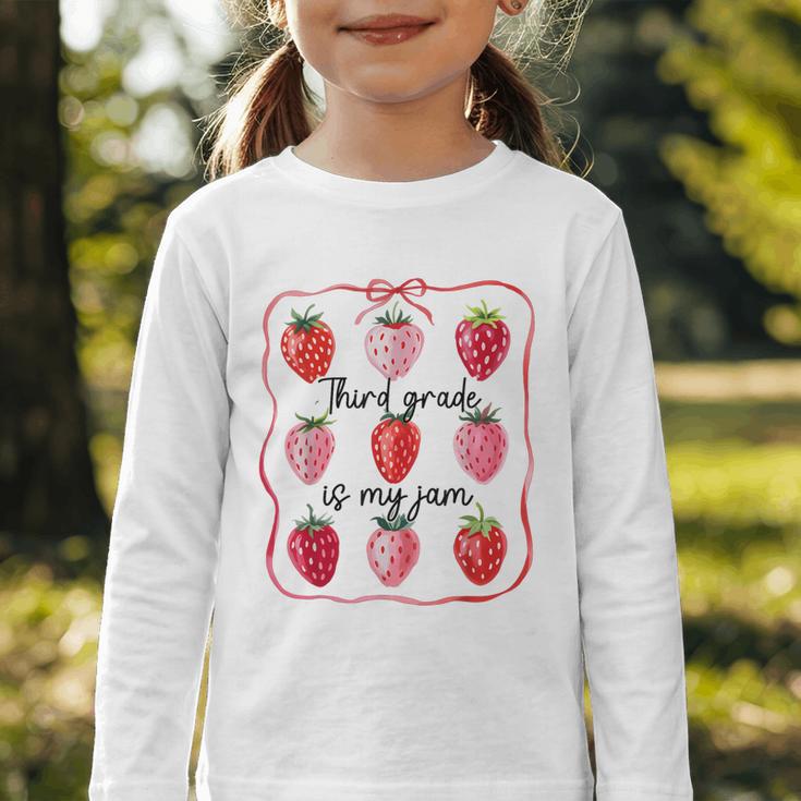 Third Grade Is My Jam Strawberry 3rd Grade Back To School Graphic Toddler Long Sleeve Tee