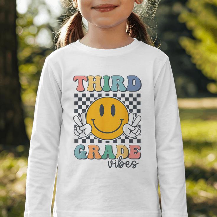 Third Grade Vibes Retro Smile Back To School 3rd Grade Team Graphic Toddler Long Sleeve Tee Third Grade Vibes Retro Smile Back To School 3rd Grade Team Graphic Toddler Long Sleeve Tee