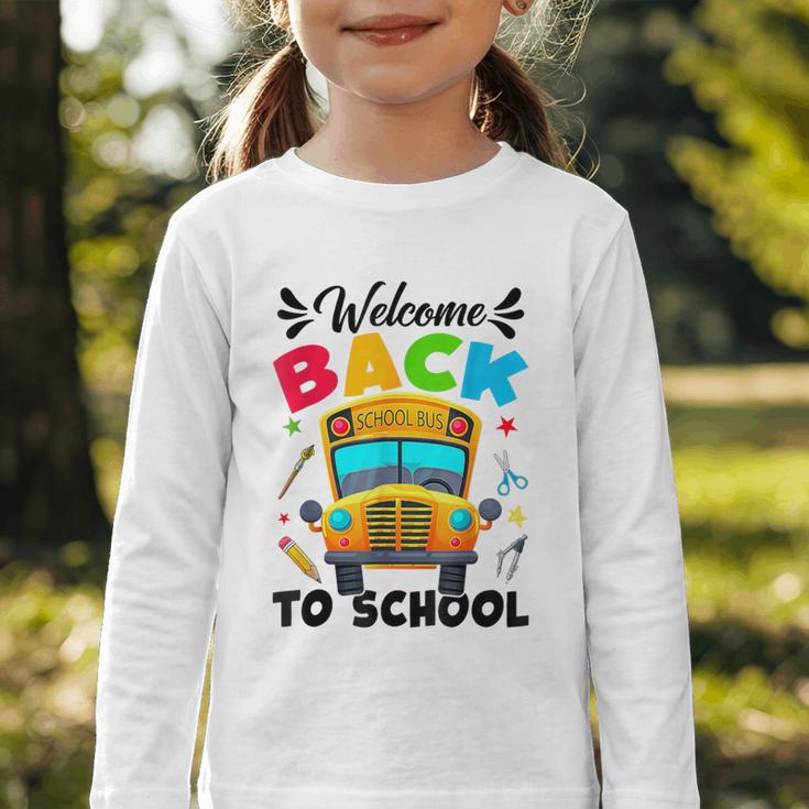 Welcome Back To School Outfit School Bus Driver Graphic Toddler Long Sleeve Tee Welcome Back To School Outfit School Bus Driver Graphic Toddler Long Sleeve Tee