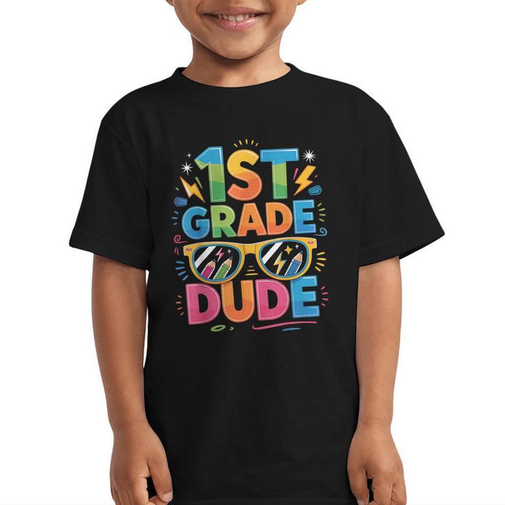 1st Grade Dude Shirt First Grade Boys Girl Back To School Graphic Kid T-Shirt