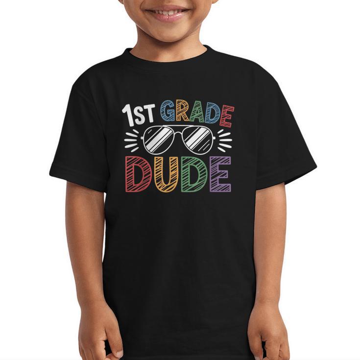 1st Grade Dude Sunglasses First Day Of Back To School Boys Graphic Kid T-Shirt
