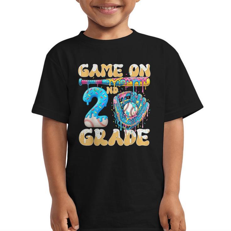 2nd Grade Back To School Baseball Drip Ice Cream Game On Graphic Kid T-Shirt