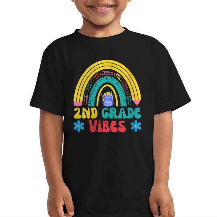 2nd Grade Vibes Back To School Rainbow Second Grade Graphic Kid T-Shirt