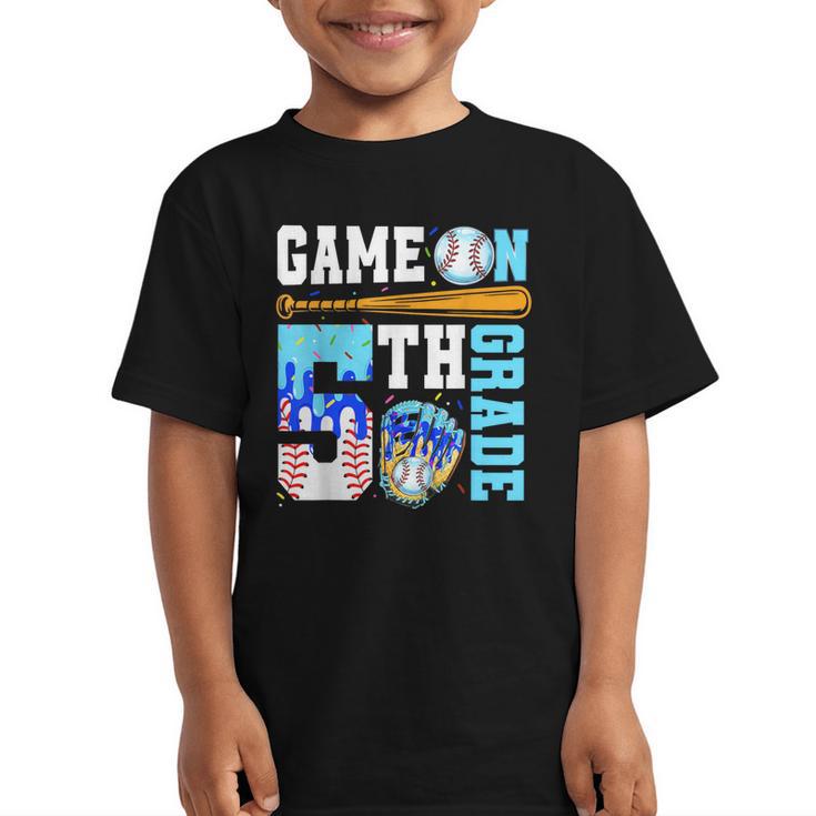 5th Grade Back To School Baseball Drip Ice Cream Game On Graphic Kid T-Shirt