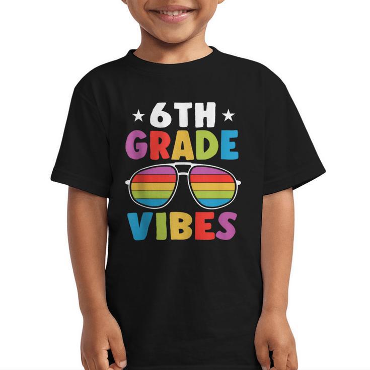 6th Grade Back To School Sunglasses Vibes Retro First Day Graphic Kid T-Shirt