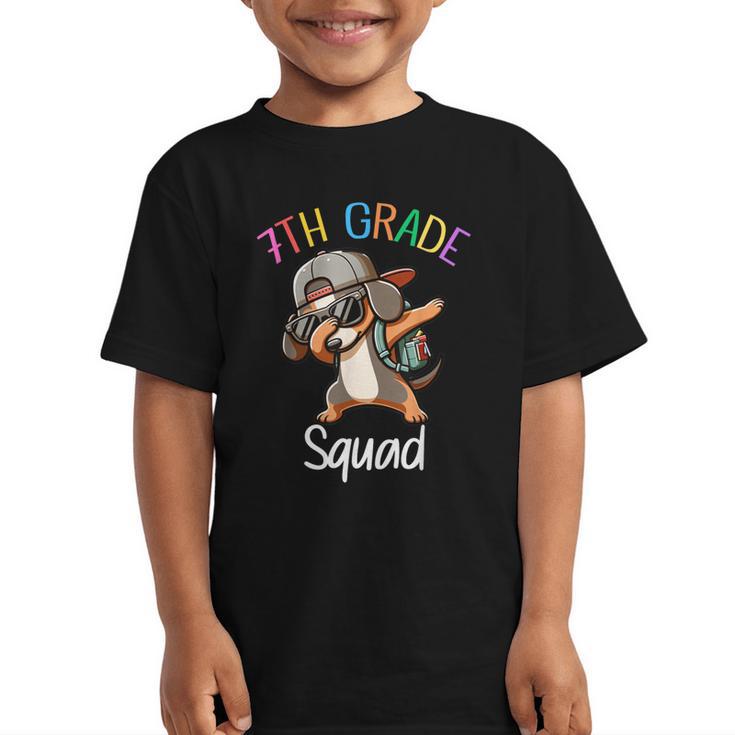 7th Grade Squad Dachshund Dabbing Kids Back To School Graphic Kid T-Shirt