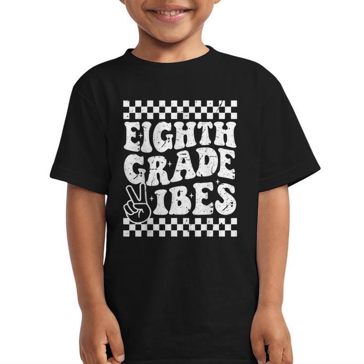 8th Eighth Grade Vibes 1st Back To School Checkerboard Crew Graphic Kid T-Shirt