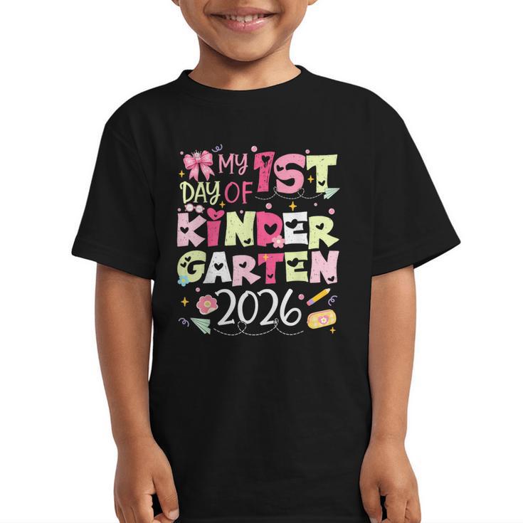 Back To School My 1st Day Of Kindergarten 2026 Bow Graphic Kid T-Shirt