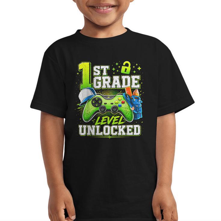 Back To School 1st First Grade Level Unlocked Gamer Kid Graphic Kid T-Shirt
