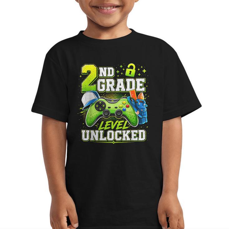 Back To School 2nd Second Grade Level Unlocked Gamer Kid Graphic Kid T-Shirt