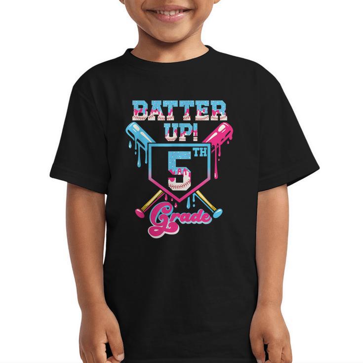Back To School 5th Grade Batter Up Baseball First Day Boys Graphic Kid T-Shirt