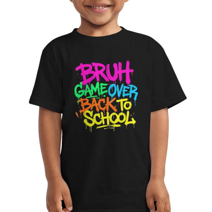 Back To School Bruh Game Over Gaming Boys Graphic Kid T-Shirt