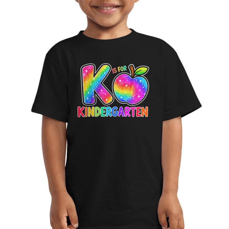 Back To School F Is For Kindergarten Rainbow Apple Kid Graphic Kid T-Shirt