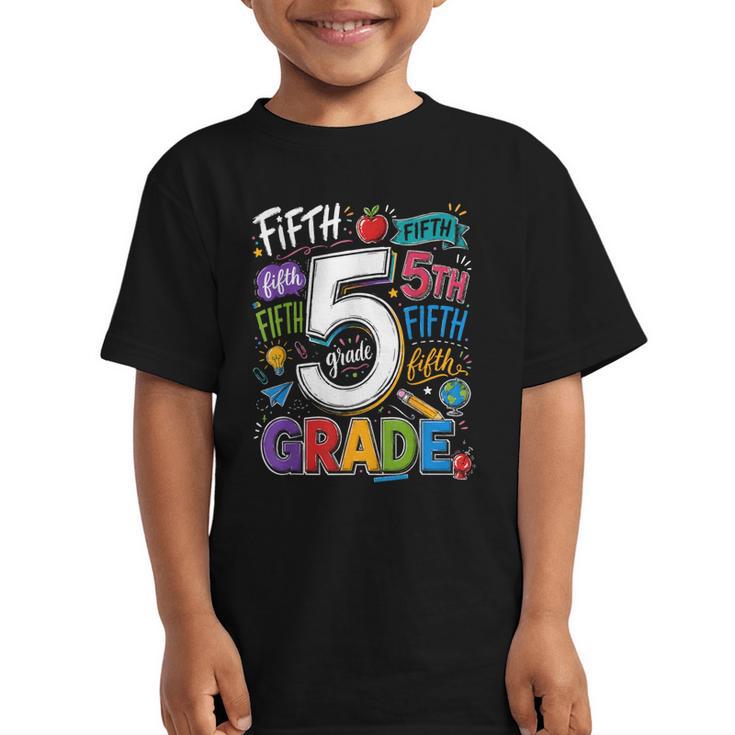 Back To School Fifth 5th Grade Classroom Typography Graphic Kid T-Shirt