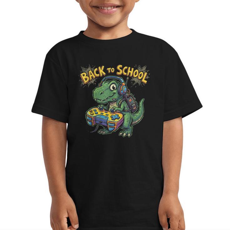 Back To School Gaming First Grade Dinosaur T Rex Boys Graphic Kid T-Shirt