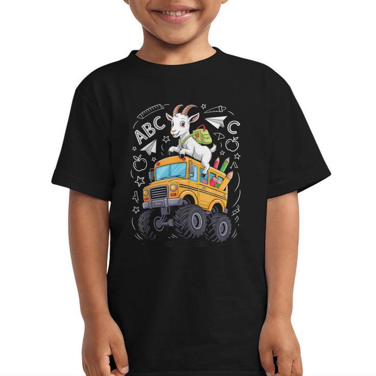 Back To School Goat School Bus 100 Days Of School Graphic Kid T-Shirt
