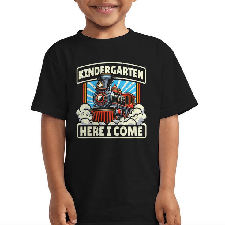 Back To School Kindergarten Here I Come Train Boys Girls Graphic Kid T-Shirt