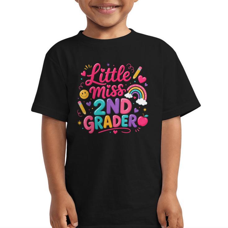 Back To School Little Miss 2nd Grader Rainbow Girl Graphic Kid T-Shirt